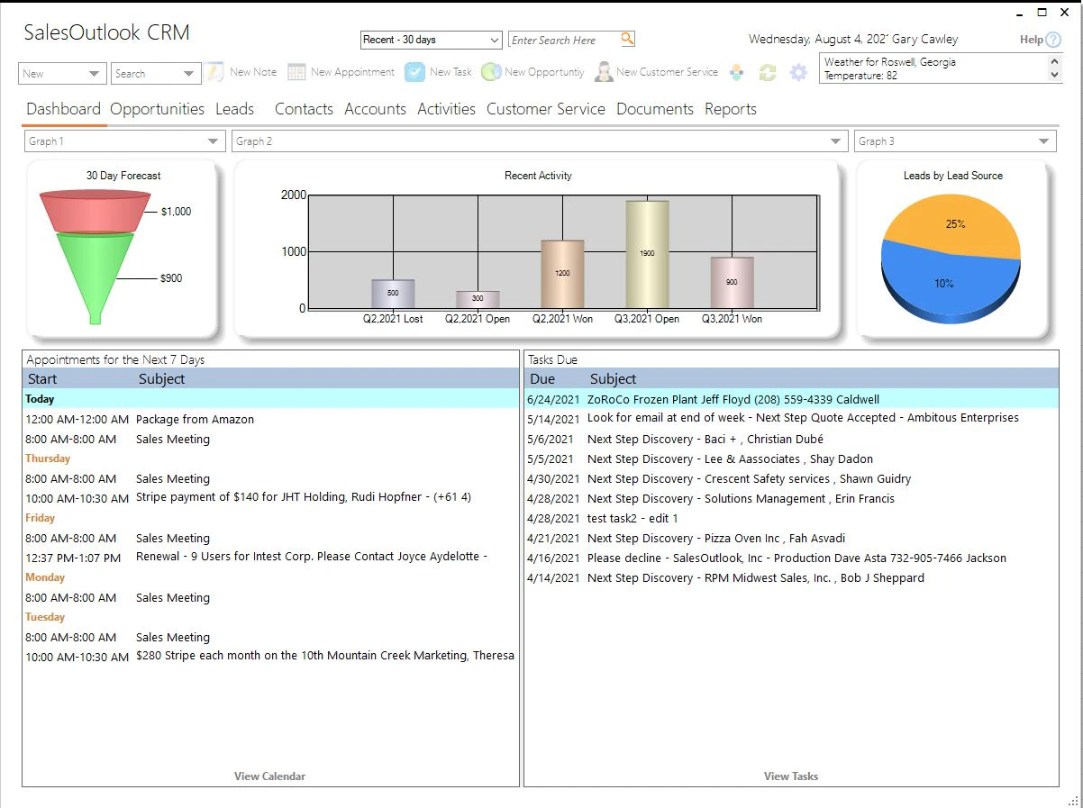 screenshot of SalesOutlook CRM